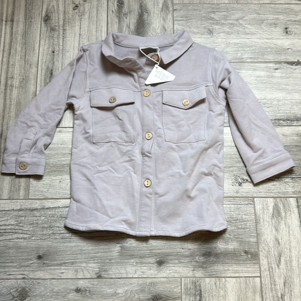 Mebie Baby Toddler Kids Button Front Long Sleeve Utility Shirt Gray Size 4T NWT